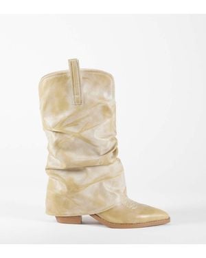 SIMMI Simmi London Wide Fit Ituama Foldover Low Ankle Boots - Natural
