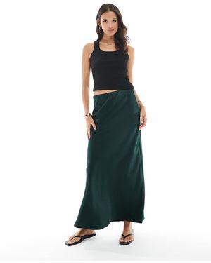 Vero Moda Satin Bias Midi Skirt - Green