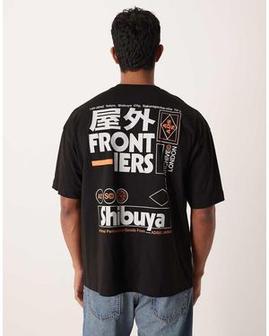 ASOS Camiseta Negra Extragrande Con Estampado Gráfico De Texto "Shibuya" De - Negro