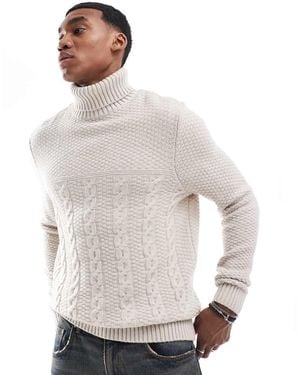 Barbour Daleside Roll Neck Knitted Jumper-white - Grey
