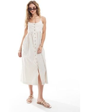 Brave Soul Strappy Button Down Midi Dress - White