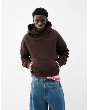 Pull&Bear Felpa Con Cappuccio Vestibilità Squadrata - Rosso
