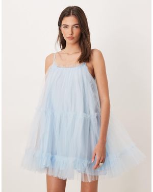 Sister Jane Tulle Cami Babydoll Mini Dress - Blue