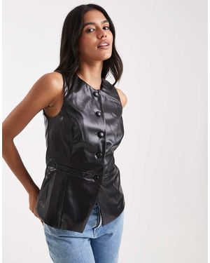 New Look Chaleco Negro De Poliuretano De