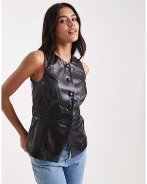 New Look Pu Waistcoat - Black