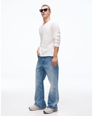 Bershka Baggy Flared Jeans - Blue