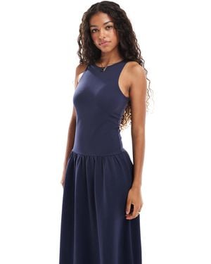 4th & Reckless Sleeveless Racerneck Drop Waist Midaxi Dress - Blue