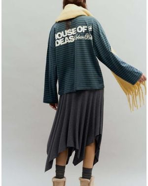 Pull&Bear Striped T-Shirt With Text - Blue