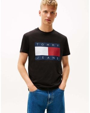 Tommy Hilfiger Flag Badge Jersey Crew Neck T-Shirt - Black