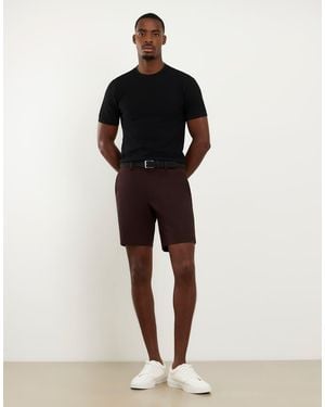 River Island Slim Fit Belted Chino Shorts - Brown