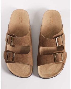 ASOS Two Strap Sandals With Cork Soles - Natural