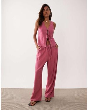 Miss Selfridge Linen Look Pull On Trouser - Red