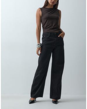 Mango Straight jeans mit em streifenmuster - Schwarz