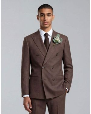 Harry Brown Giacomo Slim Fit Double Breasted Suit Jacket - Brown