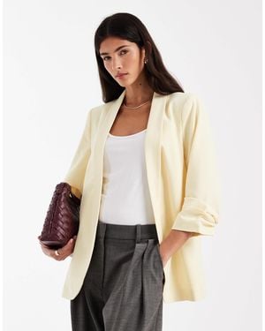 Pieces Tailored Ruched Sleeve Blazer - Natural
