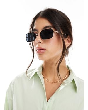 Pieces Retro Black Lense Sunglasses - Metallic