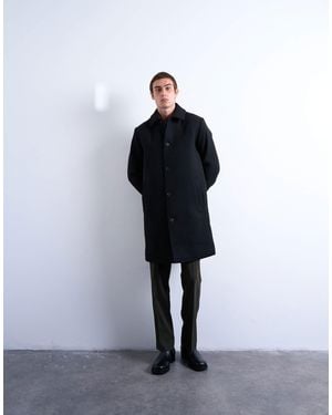 TOPMAN Wool Blend Car Coat - White