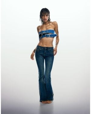 Desigual Frayed Flare Jeans - Blue