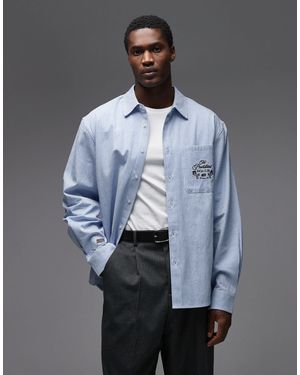 Prohibited Chemise manches longues à logo sur la poche - rayures es - Blanc