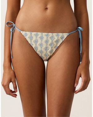 Oysho Medium-coverage Crochet Wave Bikini Briefs - Brown