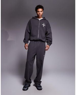 Faded Store Gothic Logo Loose Fit Open Hem Joggers - Blue