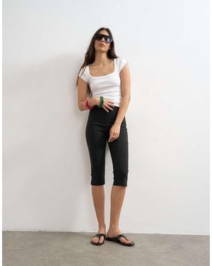 TOPSHOP Pantalones Capri Negros De Bengalina De - Blanco