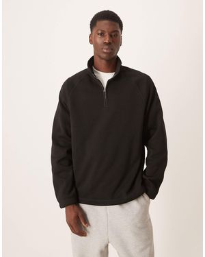 ARKET Polaire texturée à col zippé et manches raglan - marron - Noir