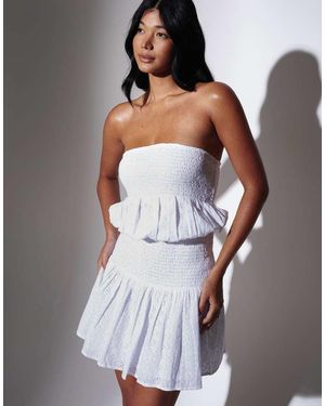 South Beach Brodiere Smocked Mini Dress - White