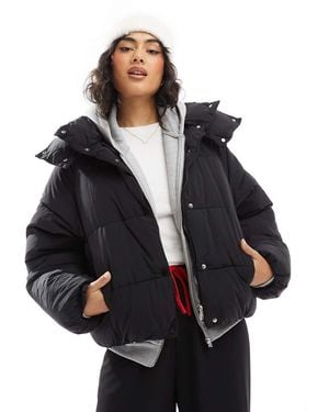 Bershka Piumino Con Cappuccio - Nero