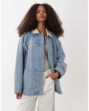ARKET Denim Utility Barn Jacket With Corduroy Collar - Blue