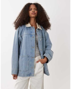ARKET Chaqueta Vaquera Utilitaria Con Solapas De Pana Barn De - Azul