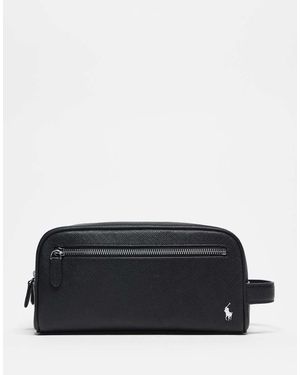 Polo Ralph Lauren Toiletzak Van Leer Met Logo - Zwart