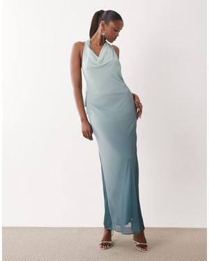 TFNC London Bridesmaids Halter Neck Chiffon Maxi Dress - White
