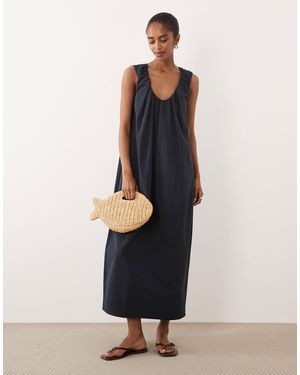 ASOS – gerafftes midikleid - Schwarz