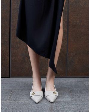 Charles & Keith Marley Tweed Slingback Court Shoes - Black