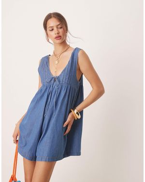 Miss Selfridge – playsuit aus denim - Blau