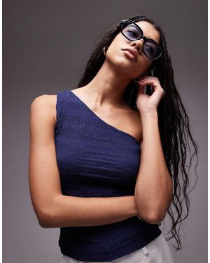 TOPSHOP Kreukeltop Met Enkele Schouderband - Blauw