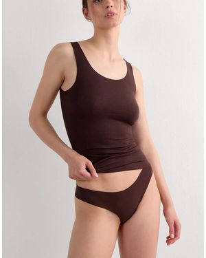 Intimissimi Round-Neck Raw-Cut Cotton Vest Top - Brown