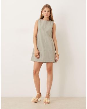 ASOS Bonded Mini Shift Dress With Pocket Detail - Natural