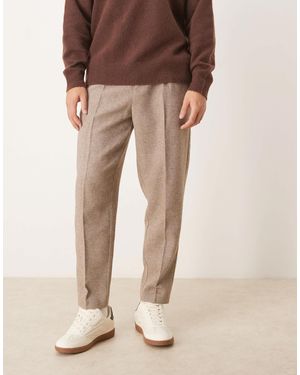 ASOS Smart Relaxed Tapered Trousers With Wool - Natural