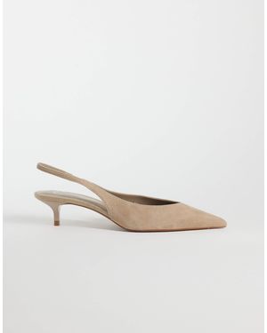 Mango Slingback à talon en cuir 100 % couleur sable - Blanc
