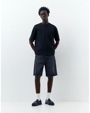 Pull&Bear baggy Relaxed Fit Denim Bermuda Shorts - Blue