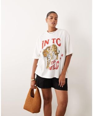 ASOS Asos Design Curve Oversized T-shirt With Wild Leopard Graphic - White