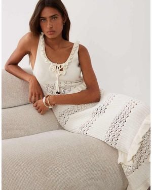 Miss Selfridge Frill Detail Crochet Maxi Dress - Brown