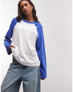 Collusion Contrast Raglan Boxy Top - Blue