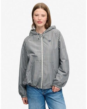 Superdry Checked Raglan Windbreaker Jacket - Grey