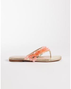 Glamorous Flip Flops With Shell - Pink