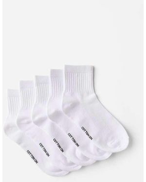 Cotton On Cotton On 5Pk Quarter Crew Sock - White