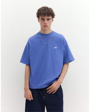 Pull&Bear Stwd Logo Boxy T-shirt - Blue