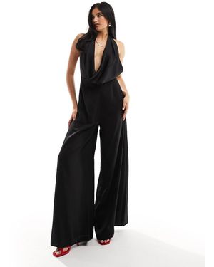 ASOS Tuta Jumpsuit Allacciata Al Collo Nera - Nero
